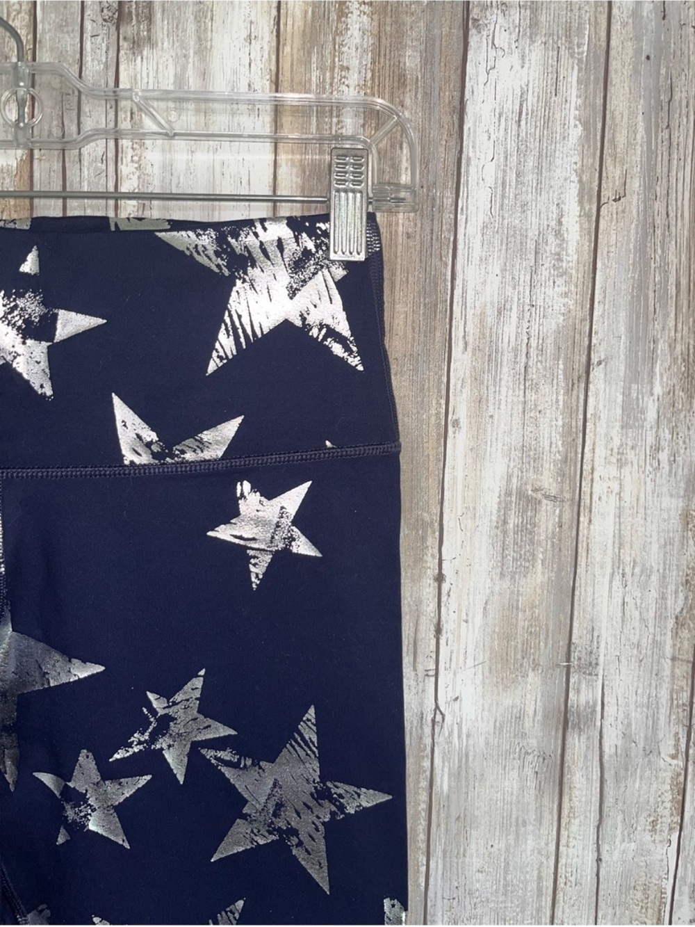 NWT Aerie 7/8 Leggings Blue Metallic Silver Star Print High Rise Size Medium - Picture 3 of 5